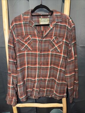 Men's Red & Gray Plaid Button-Down Shirt